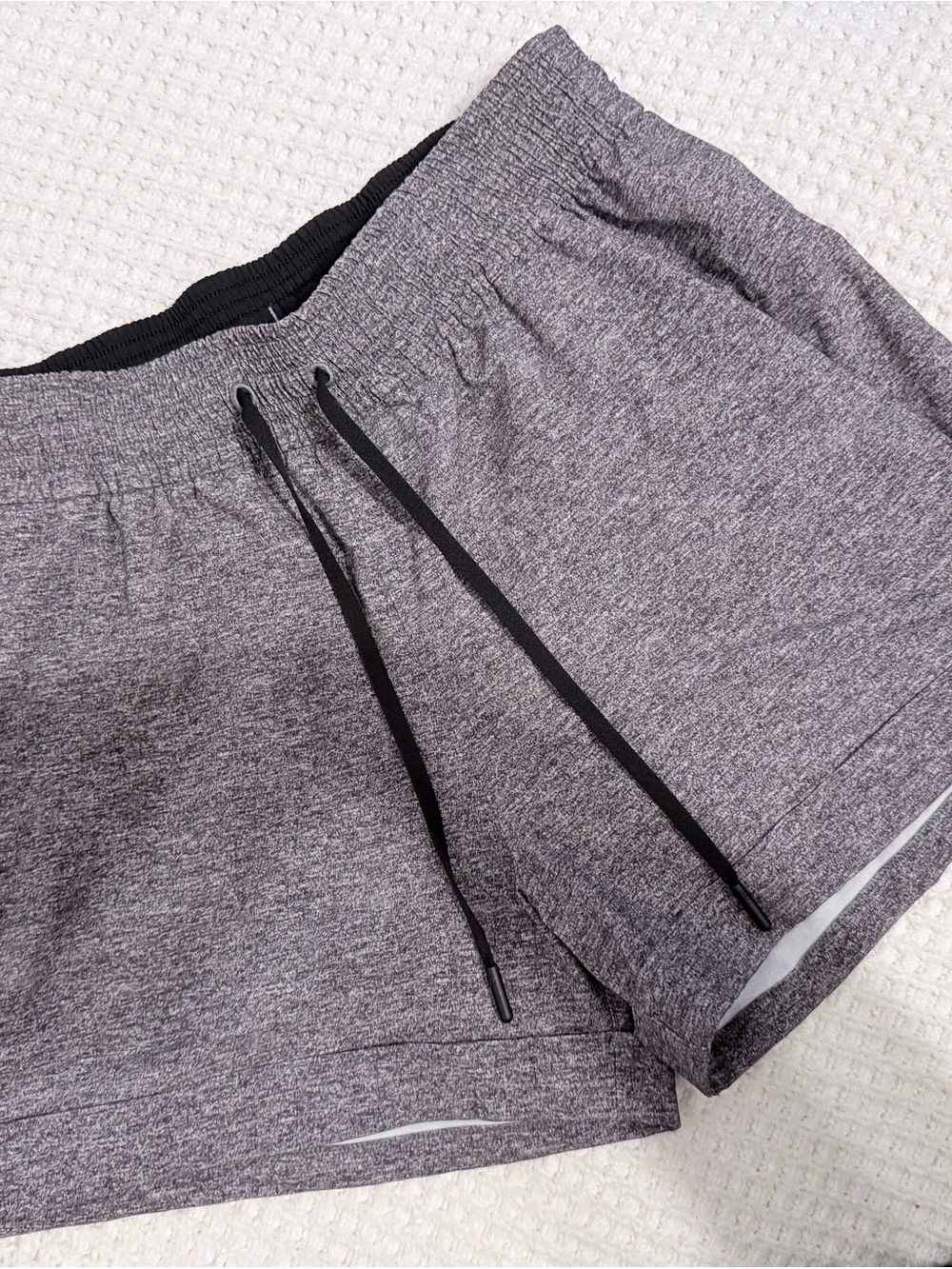 lululemon athletica Women's Heather Grey Athletic Shorts with Black Drawcord
